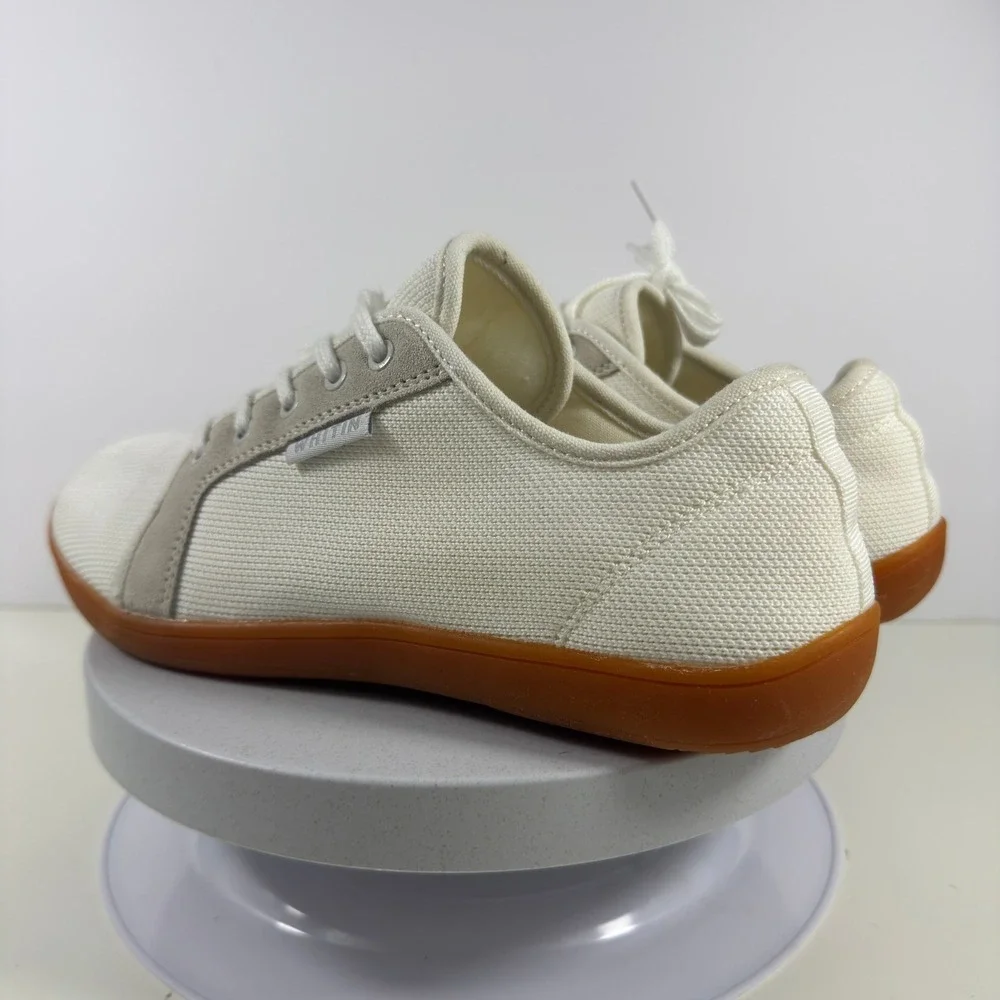 WHITIN Men's Minimalist Barefoot Shoes White Gum Sole Lace Up Casual 9
